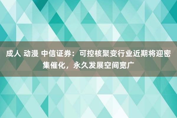 成人 动漫 中信证券：可控核聚变行业近期将迎密集催化，永久发展空间宽广
